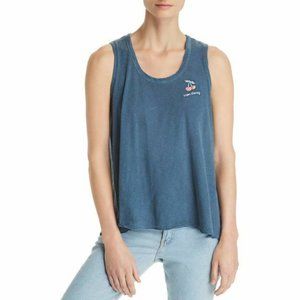 Sundry Mon Cherry Paneled Back Tank Blue